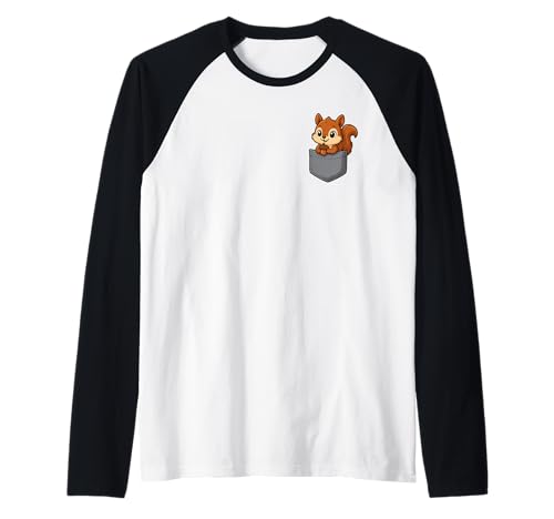 Eichhörnchen in der Brusttasche Lustig Niedlich Eichhörnchen Shirt Herren Damen Raglan von Cute Animal Lovers Squirrel Pocket Gifts