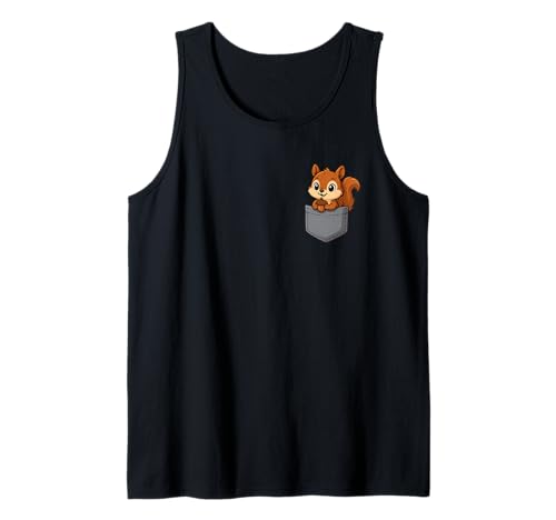 Eichhörnchen in der Brusttasche Lustig Niedlich Eichhörnchen Shirt Herren Damen Tank Top von Cute Animal Lovers Squirrel Pocket Gifts