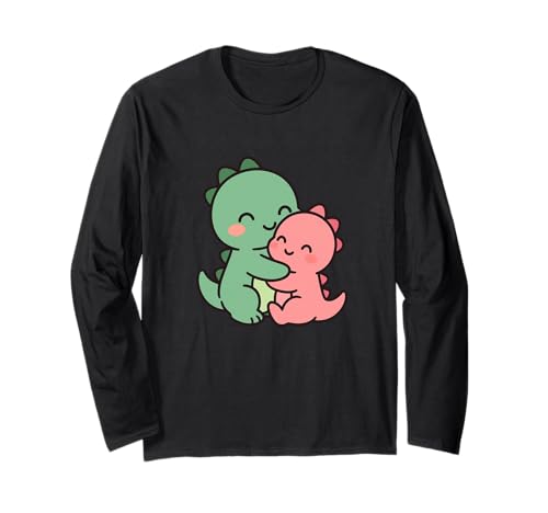 Baby Dinosaurier Cuddle Cartoon Dino Design Langarmshirt von Cute Animal by Lumi Art