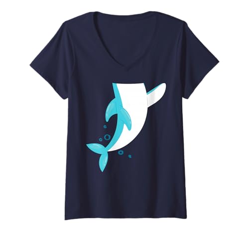Damen Delphin Body Cartoon Kostüm Halloween & Party Grafik T-Shirt mit V-Ausschnitt Damen Delphin Body Cartoon Kostüm Halloween & Party Grafik T-Shirt mit V-Ausschnitt von Cute Animal & Dress-Up Costume Graphics