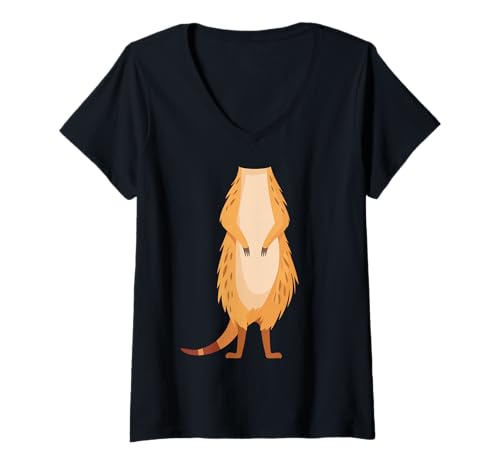 Damen Erdmännchen Body Cartoon Kostüm Halloween & Party Grafik T-Shirt mit V-Ausschnitt Damen Erdmännchen Body Cartoon Kostüm Halloween & Party Grafik T-Shirt mit V-Ausschnitt von Cute Animal & Dress-Up Costume Graphics