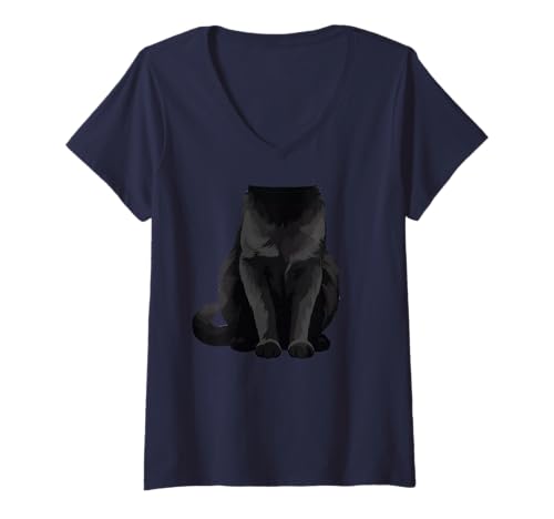 Damen Schwarzer Körper Kostüm Katze Halloween & Party Grafik T-Shirt mit V-Ausschnitt Damen Schwarzer Körper Kostüm Katze Halloween & Party Grafik T-Shirt mit V-Ausschnitt von Cute Animal & Dress-Up Costume Graphics