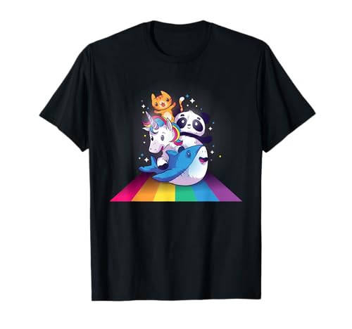 Cat Panda Unicorn Shark Rainbow Gift Men Women Kids T-Shirt von Cute Animals Rainbow Gifts