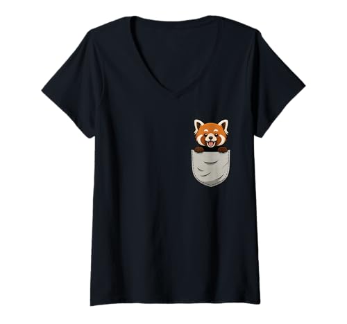 Damen Brusttasche, roter Panda, niedliches Haustier-Design für Tierliebhaber T-Shirt mit V-Ausschnitt Damen Brusttasche, roter Panda, niedliches Haustier-Design für Tierliebhaber T-Shirt mit V-Ausschnitt von Cute Animals in Chest Pocket For Animal Lovers