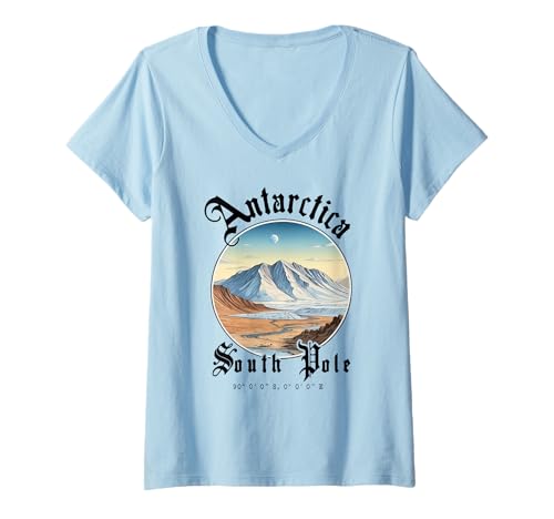 Damen Antarktis Südpol GPS Koordinaten Polar Expedition T-Shirt mit V-Ausschnitt Damen Antarktis Südpol GPS Koordinaten Polar Expedition T-Shirt mit V-Ausschnitt von Cute Antarctica Designs