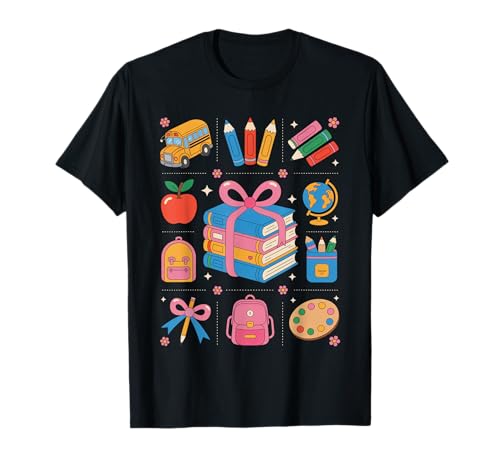 Coquette Books and Bows Cute Back to School Girl Style T-Shirt Coquette Books and Bows Cute Back to School Girl Style T-Shirt von Cute Apple Pencil Bow Coquette Classroom Outfit