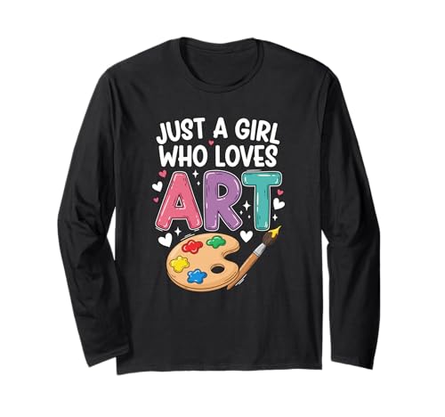 EIN Mädchen, das Kunst liebt Süße Mädchen für den Schulanfang Langarmshirt von Cute Art Lovers For Kids Boys Girls Women
