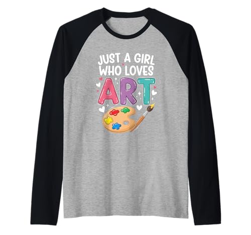 EIN Mädchen, das Kunst liebt Süße Mädchen für den Schulanfang Raglan von Cute Art Lovers For Kids Boys Girls Women