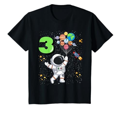 Kinder 3 Jahre alter Geburtstag Astronaut 3rd Space Explorer T-Shirt von Cute Astronaut Planets Design for Boys and Girls