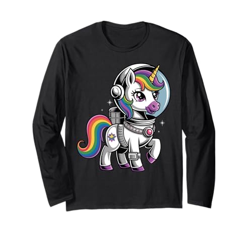 Astronaut Einhorn Niedlich Weltraum Kleinkind Mädchen Kinder Frauen Langarmshirt von Cute Astronaut Unicorn Funny Unicorn Design