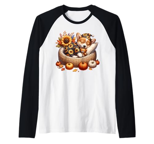 Autumn Fall Puppy Graphic for Women Men Kids Cute Corgi Dog Raglan Autumn Fall Puppy Graphic for Women Men Kids Cute Corgi Dog Raglan von Cute Autumn Fall Corgi Gifts For Corgi Lovers