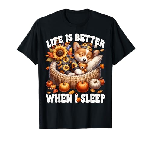 Cute Corgi Puppy for Women Men and Kids Funny Autumn Sleep T-Shirt Cute Corgi Puppy for Women Men and Kids Funny Autumn Sleep T-Shirt von Cute Autumn Fall Corgi Gifts For Corgi Lovers
