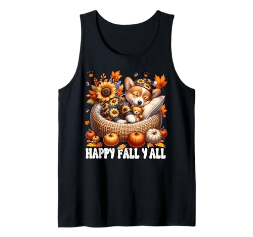 Fall Corgi Autumn Graphic Women Men and Kids Happy Fall Yall Tank Top Fall Corgi Autumn Graphic Women Men and Kids Happy Fall Yall Tank Top von Cute Autumn Fall Corgi Gifts For Corgi Lovers