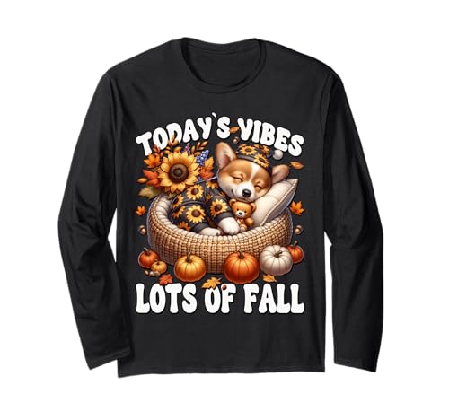 Fall Corgi Graphic for Women Men and Kids Funny Autumn Vibes Langarmshirt Fall Corgi Graphic for Women Men and Kids Funny Autumn Vibes Langarmshirt von Cute Autumn Fall Corgi Gifts For Corgi Lovers