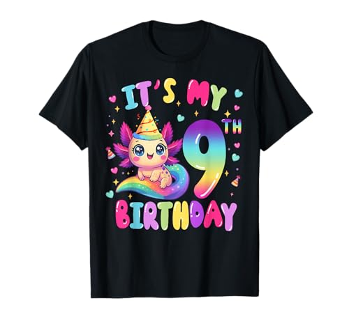 Es ist Mein 9. Geburtstag, Axolotl Rainbow, 9 Jahre, Mädchen, Kinder T-Shirt Es ist Mein 9. Geburtstag, Axolotl Rainbow, 9 Jahre, Mädchen, Kinder T-Shirt von Cute Axolotl 9 Years Old Birthday Party Apparel