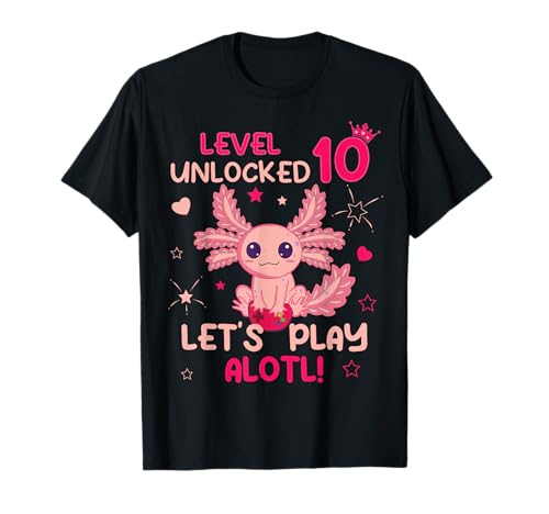 10 Jahre alt Axolotl Lover 10. Geburtstag Shirt Jungen Mädchen T-Shirt 10 Jahre alt Axolotl Lover 10. Geburtstag Shirt Jungen Mädchen T-Shirt von Cute Axolotl And Gaming Lover Birthday Shirt