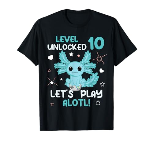 10 Year Old Axolotl Lover 10th Birthday Shirt Jungen Mädchen T-Shirt 10 Year Old Axolotl Lover 10th Birthday Shirt Jungen Mädchen T-Shirt von Cute Axolotl And Gaming Lover Birthday Shirt