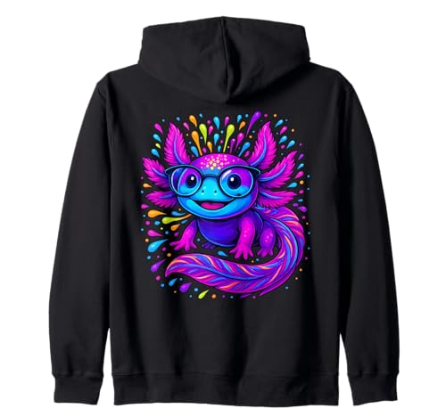 Axolotl Schöne Bunte Kunst Axolotl Herren Damen Kinder Kapuzenjacke von Cute Axolotl Anime Axolotl Apparel