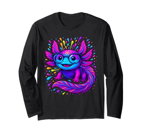 Axolotl Schöne Bunte Kunst Axolotl Herren Damen Kinder Langarmshirt von Cute Axolotl Anime Axolotl Apparel