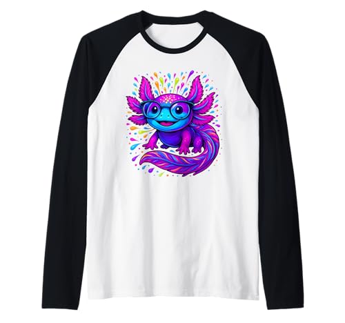 Axolotl Schöne Bunte Kunst Axolotl Herren Damen Kinder Raglan von Cute Axolotl Anime Axolotl Apparel