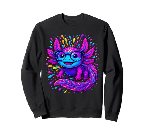 Axolotl Schöne Bunte Kunst Axolotl Herren Damen Kinder Sweatshirt von Cute Axolotl Anime Axolotl Apparel