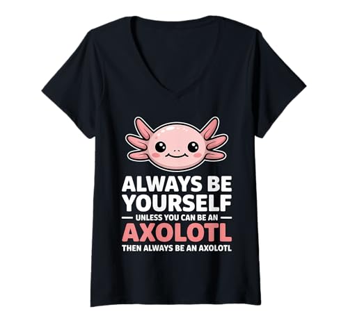 Damen Axolotls Lustiger Axolotl T-Shirt mit V-Ausschnitt Damen Axolotls Lustiger Axolotl T-Shirt mit V-Ausschnitt von Cute Axolotls Cute Axolotl Design