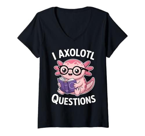 Damen I Axolotl Fragen Lustig Axolotl T-Shirt mit V-Ausschnitt von Cute Axolotls Funny Axolotl Design