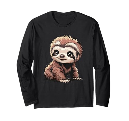 Entzückende Baby-Faultier-Grafik Langarmshirt von Cute Baby Animal Sloth Illustration