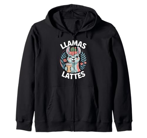 Lustiger Spruch Lamas Lattes Kaffee Tier Humor Frauen Männer Kapuzenjacke von Cute Barista Vibes Pastel Morning Cozy Mother Mom