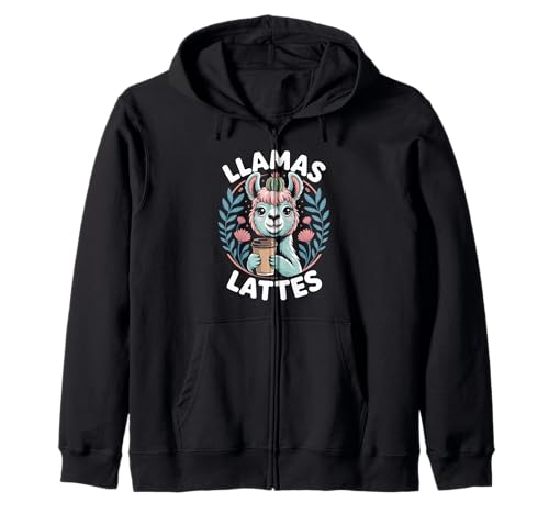 Lustiger Spruch Lamas Lattes Kaffee Tier Humor Frauen Männer Kapuzenjacke von Cute Barista Vibes Pastel Morning Cozy Mother Mom
