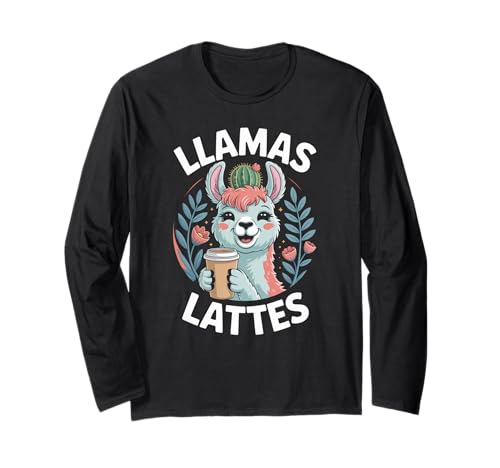Lustiger Spruch Lamas Lattes Kaffee Tier Humor Frauen Männer Langarmshirt von Cute Barista Vibes Pastel Morning Cozy Mother Mom