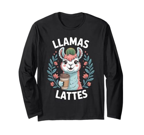 Lustiger Spruch Lamas Lattes Kaffee Tier Humor Frauen Männer Langarmshirt Lustiger Spruch Lamas Lattes Kaffee Tier Humor Frauen Männer Langarmshirt von Cute Barista Vibes Pastel Morning Cozy Mother Mom