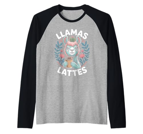 Lustiger Spruch Lamas Lattes Kaffee Tier Humor Frauen Männer Raglan von Cute Barista Vibes Pastel Morning Cozy Mother Mom