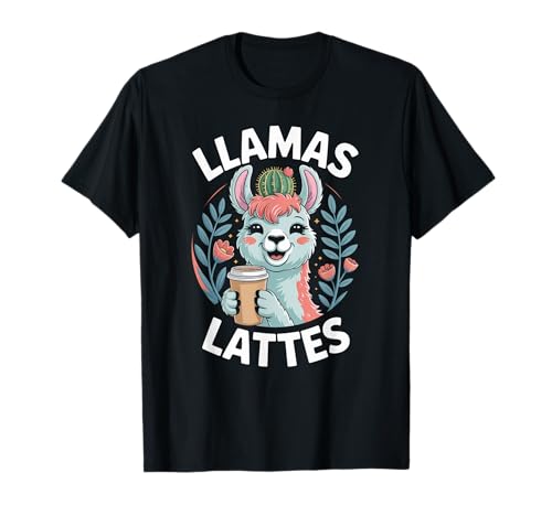 Lustiger Spruch Lamas Lattes Kaffee Tier Humor Frauen Männer T-Shirt von Cute Barista Vibes Pastel Morning Cozy Mother Mom