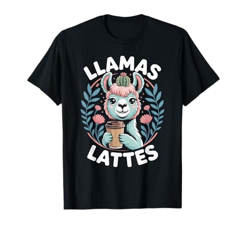Lustiger Spruch Lamas Lattes Kaffee Tier Humor Frauen Männer T-Shirt von Cute Barista Vibes Pastel Morning Cozy Mother Mom