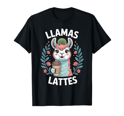 Lustiger Spruch Lamas Lattes Kaffee Tier Humor Frauen Männer T-Shirt von Cute Barista Vibes Pastel Morning Cozy Mother Mom