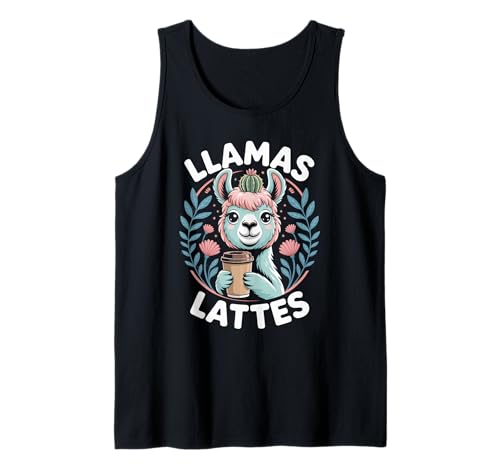 Lustiger Spruch Lamas Lattes Kaffee Tier Humor Frauen Männer Tank Top von Cute Barista Vibes Pastel Morning Cozy Mother Mom