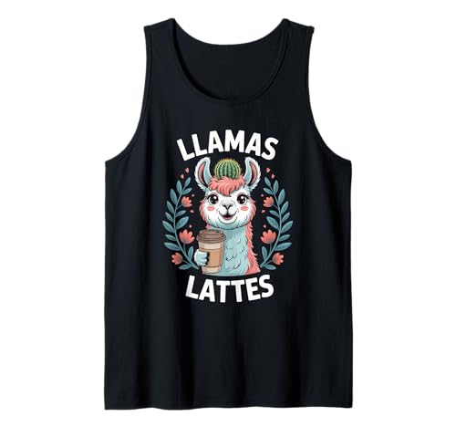 Lustiger Spruch Lamas Lattes Kaffee Tier Humor Frauen Männer Tank Top von Cute Barista Vibes Pastel Morning Cozy Mother Mom