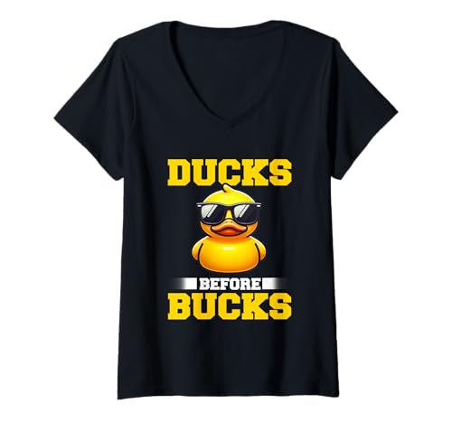 Damen Ducks Before Ducks Gummiente Sonnenbrille Duckling Duckie T-Shirt mit V-Ausschnitt von Cute Bath Toy Rubber Duck Accesories & Stuff