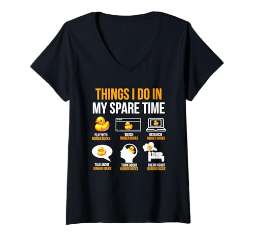 Damen Things I Do In My Spare Time Badeente Entchen Ente T-Shirt mit V-Ausschnitt Damen Things I Do In My Spare Time Badeente Entchen Ente T-Shirt mit V-Ausschnitt von Cute Bath Toy Rubber Duck Accesories & Stuff