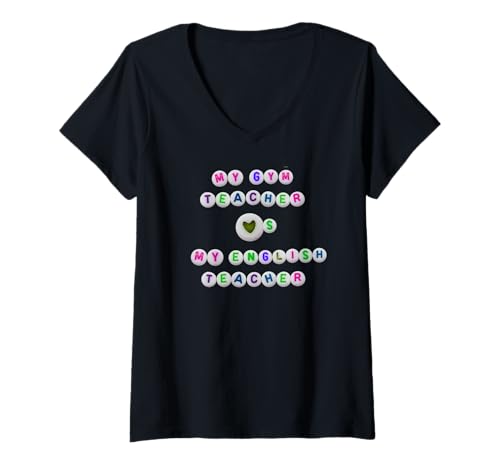 Damen Mein Sportlehrer liebt Mein berühmtes Meme für Englischlehrer T-Shirt mit V-Ausschnitt Damen Mein Sportlehrer liebt Mein berühmtes Meme für Englischlehrer T-Shirt mit V-Ausschnitt von Cute Beads My Gym Teacher Loves My English Teacher
