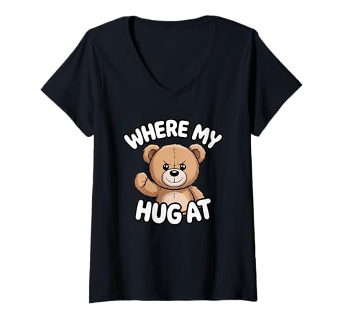 Damen Wo ist Meine Umarmung T-Shirt mit V-Ausschnitt Damen Wo ist Meine Umarmung T-Shirt mit V-Ausschnitt von Cute Bear