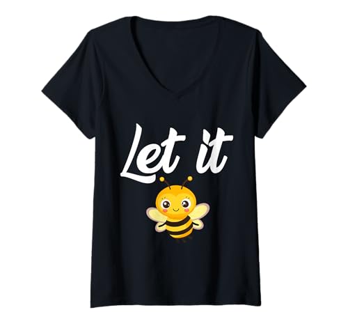 Damen Let It Be Cute Bee Inspirierendes Zitat Kunst T-Shirt mit V-Ausschnitt Damen Let It Be Cute Bee Inspirierendes Zitat Kunst T-Shirt mit V-Ausschnitt von Cute Bee Let It Be Inspirational Quote