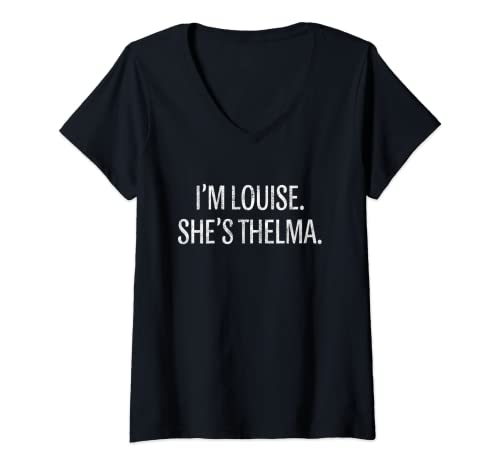 Damen Ich bin Louise Sie ist Thelma Lustig BFF Beste Freundin Vintage T-Shirt mit V-Ausschnitt von Cute Best Friends Gift Tees