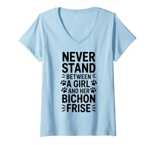 Damen Bichon Frise Girl Funny Bichon Frisé T-Shirt mit V-Ausschnitt Damen Bichon Frise Girl Funny Bichon Frisé T-Shirt mit V-Ausschnitt von Cute Bichon Frise Funny Bichon Frise Girl Design