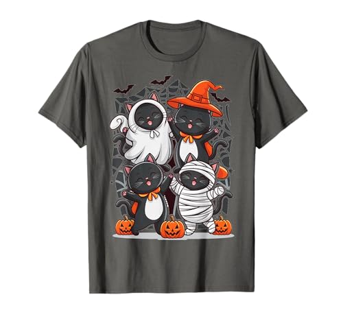 Retro Schwarze Katze Hexe gruselig Halloween Kürbis Frauen Kinder T-Shirt von Cute Black Cats Pumpkin Halloween Costume Fall