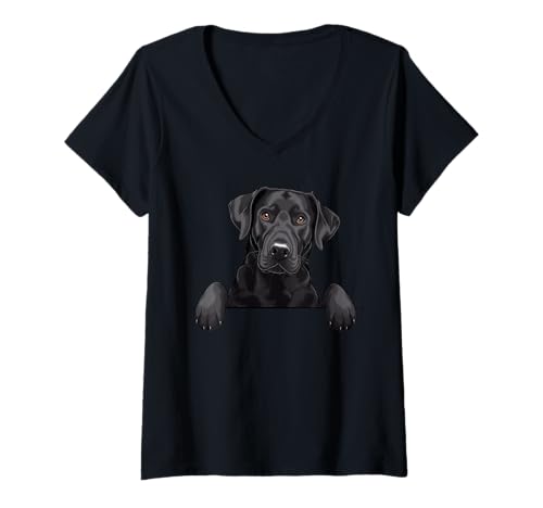 Damen Lustiger schwarzer Labrador mit lustigem Labrador T-Shirt mit V-Ausschnitt Damen Lustiger schwarzer Labrador mit lustigem Labrador T-Shirt mit V-Ausschnitt von Cute Black Labrador Puppy Lab Dog Lover