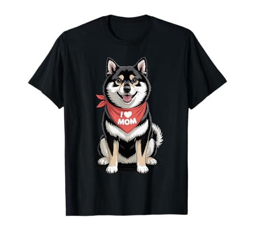 Ich Liebe Mama Shiba Inu Lover Hund Muttertag T-Shirt von Cute Black and Tan Shiba Mom Dog Lover