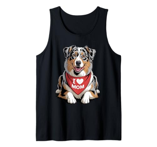 Ich Liebe Mama Australian Shepherd Lover Dog Muttertag Tank Top von Cute Blue Merle Aussie Mom Dog Lover