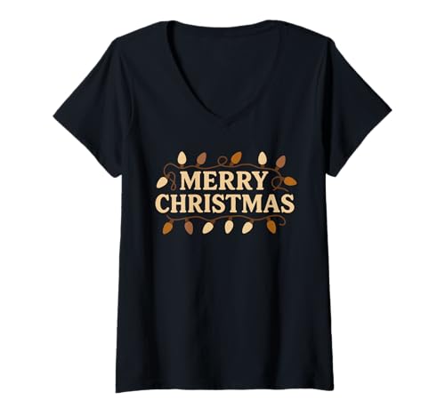 Damen Merry Christmas Melanin Schwarz Melanated Xmas T-Shirt mit V-Ausschnitt Damen Merry Christmas Melanin Schwarz Melanated Xmas T-Shirt mit V-Ausschnitt von Cute Boho Melanin Christmas Minimalist Design